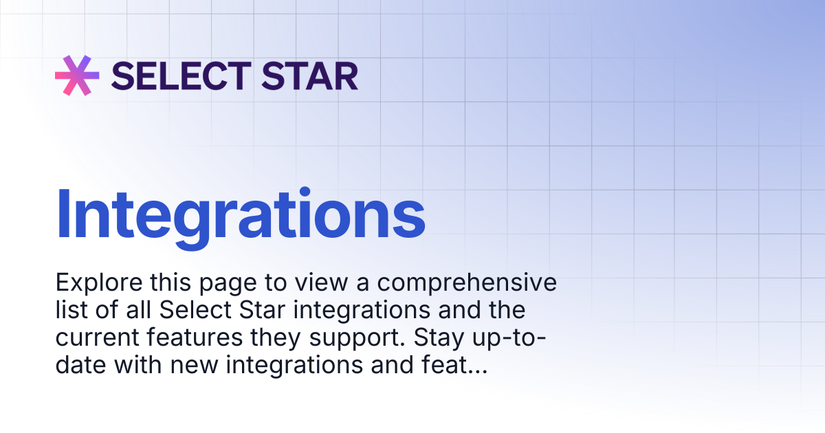 Integrations | Select Star