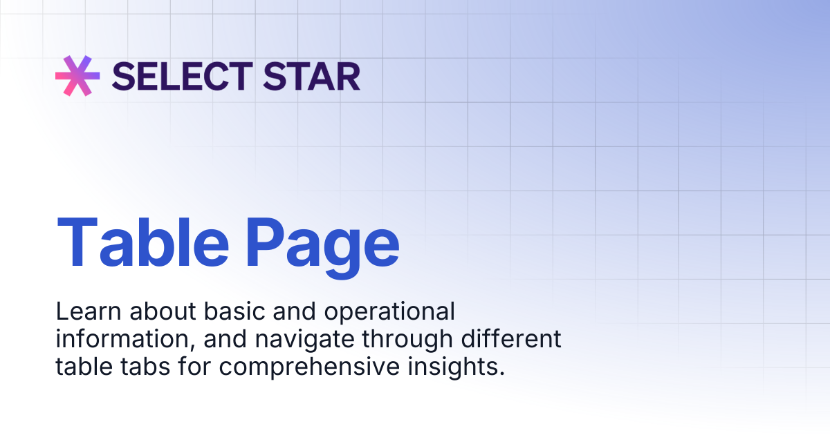 Table Page | Select Star