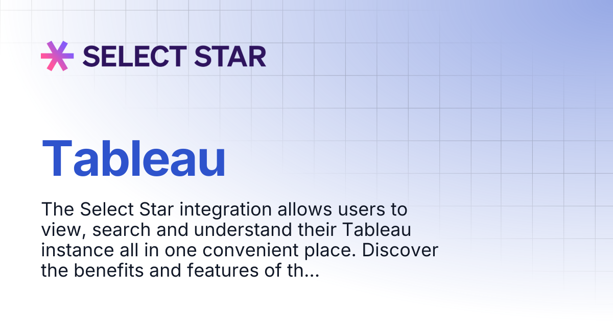 Tableau | Select Star